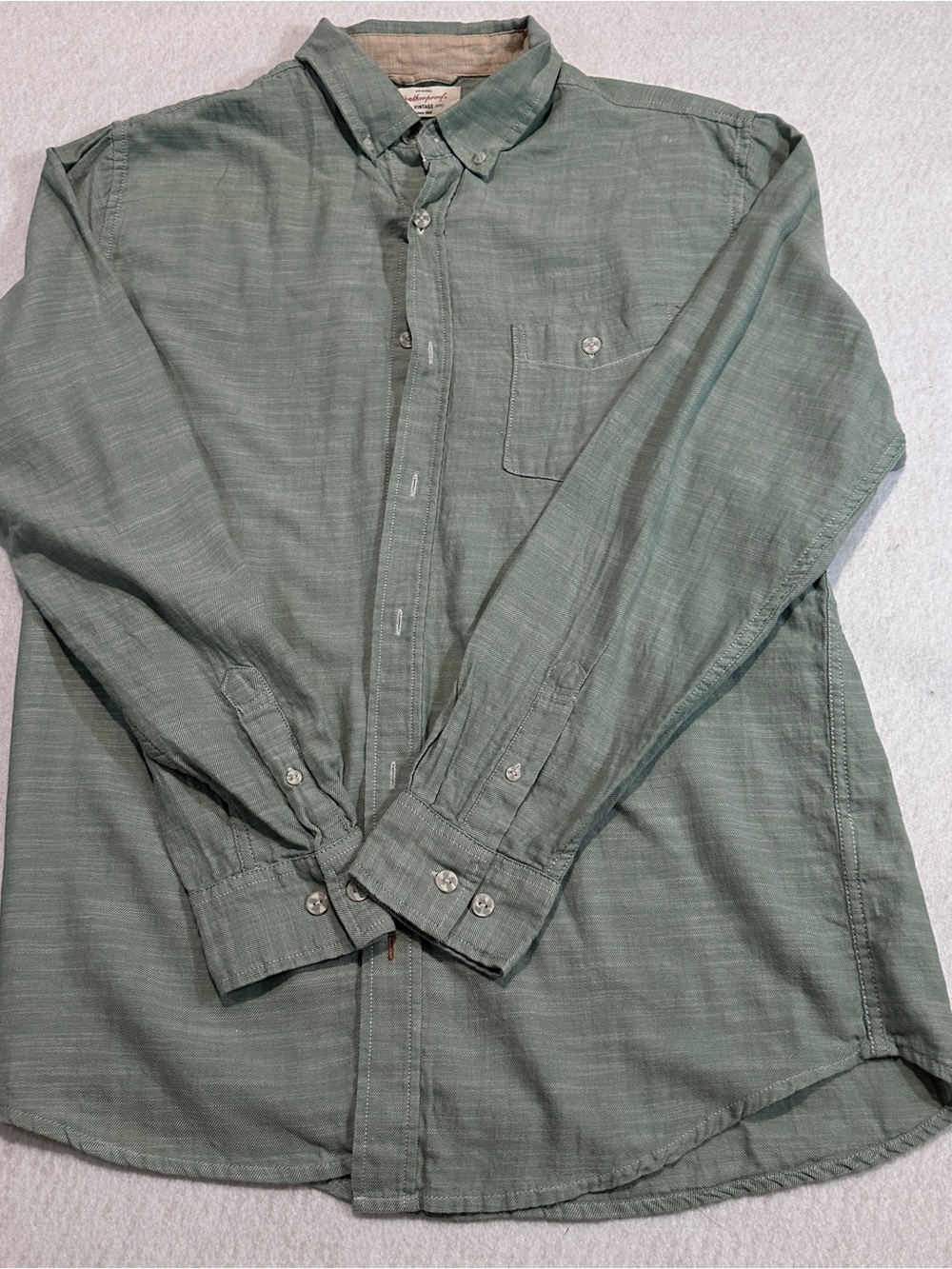 Weatherproof Sage Green Casual Button-Down Shirt Sz medium